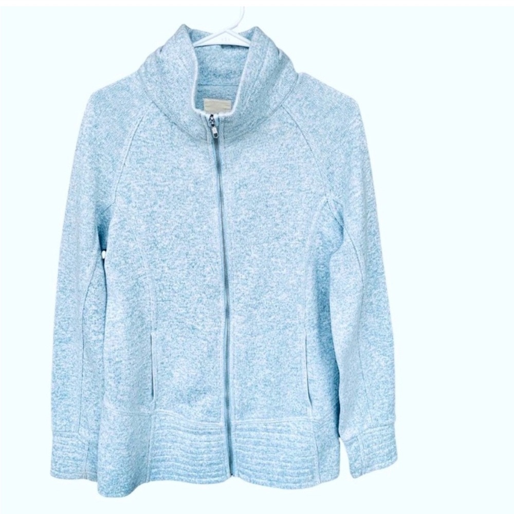 Thread and Supply full zip ice blue sweater
